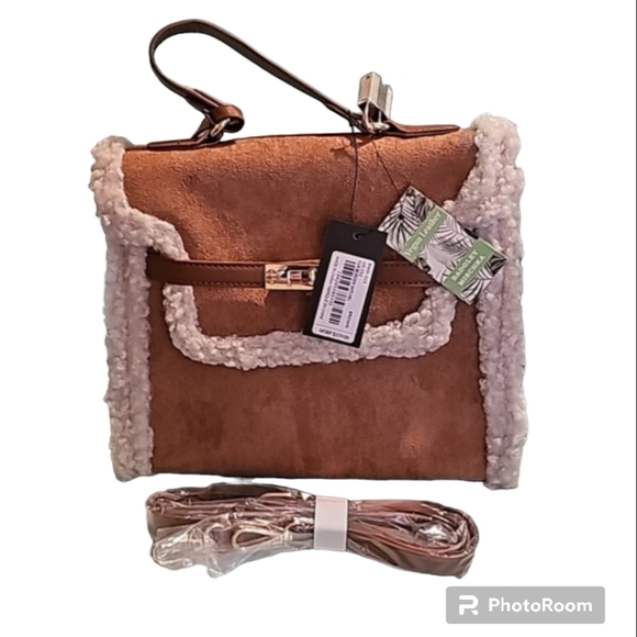 Badgley Mishka Fur Border Satchel - Picture 5 of 7
